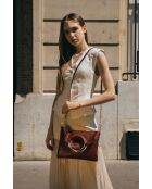 Sac bandoulière en Cuir Jany bordeaux - 29x31,5x2 cm