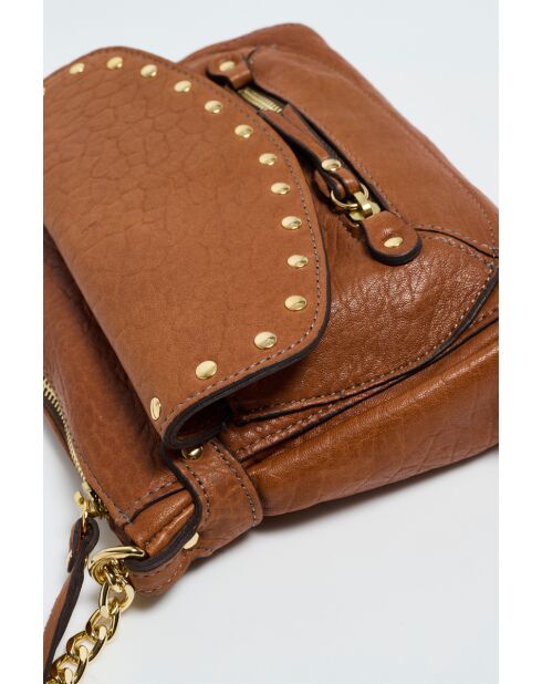 Bandolera Yasmine de piel camel - 25x20x5 cm