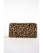 Schwarze Geldbörse aus Leder mit Leopardenmuster und Rand - 20x11x3,5 cm