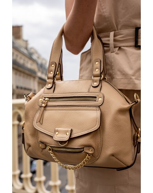 Mini odelia nude leren handtas - 29x22x3 cm