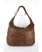 Kaelis Schultertasche aus Samt aus Leder mit braunem Leopardenmuster - 47x35x6 cm