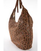 Kaelis Schultertasche aus Samt aus Leder mit braunem Leopardenmuster - 47x35x6 cm