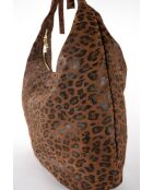 Kaelis Schultertasche aus Samt aus Leder mit braunem Leopardenmuster - 47x35x6 cm