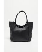 Julia zwarte leren schoudertas - 41x30x12 cm