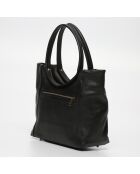 Julia zwarte leren schoudertas - 41x30x12 cm