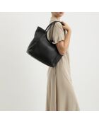 Julia zwarte leren schoudertas - 41x30x12 cm