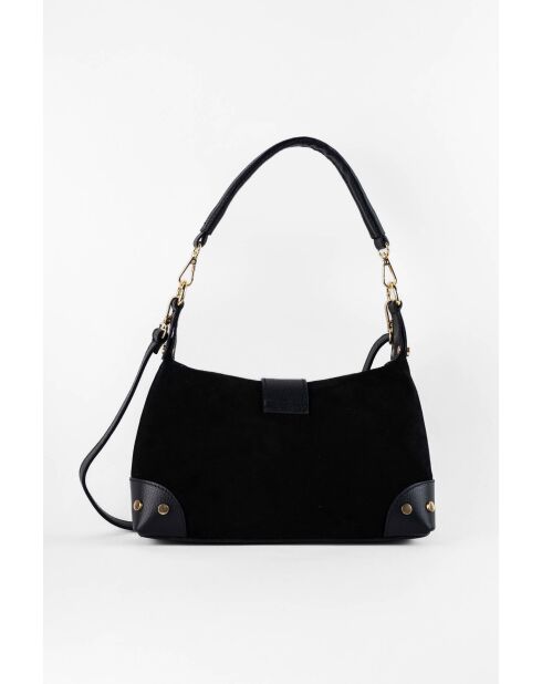 Kane Schultertasche aus Leder, 26 x 17 x 7 cm, Schwarz