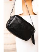 Metalen zwarte leren schoudertas van imitatieleer - 19x12x5 cm