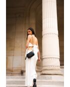 Metalen zwarte leren schoudertas van imitatieleer - 19x12x5 cm