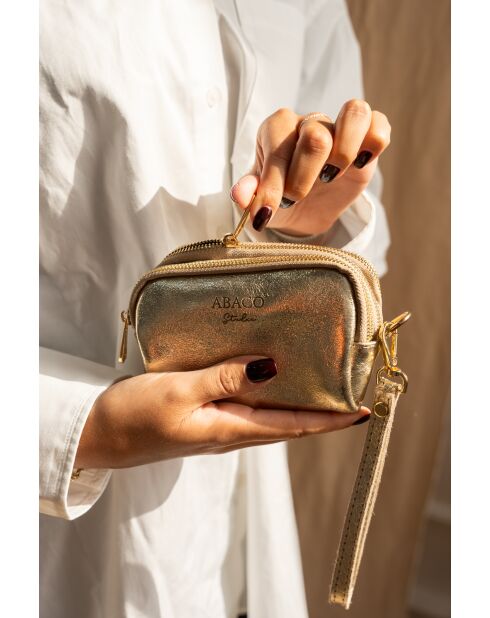 Gouden leren portemonnee -11x7x4 cm