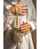 Geldbörse aus goldfarbenem Leder -11x7x4 cm