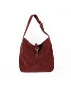 Sac porté épaule en Velours de Cuir lexi bordeaux - 28x28x11 cm