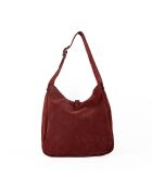 Sac porté épaule en Velours de Cuir lexi bordeaux - 28x28x11 cm