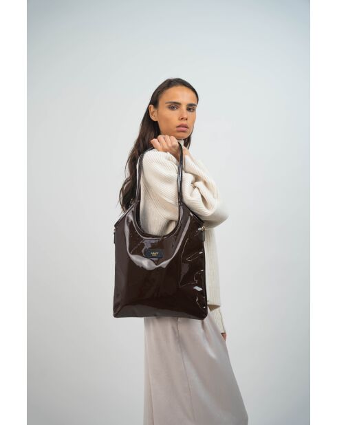 Sac porte épaule en Cuir neven marron - 32x30x1 cm