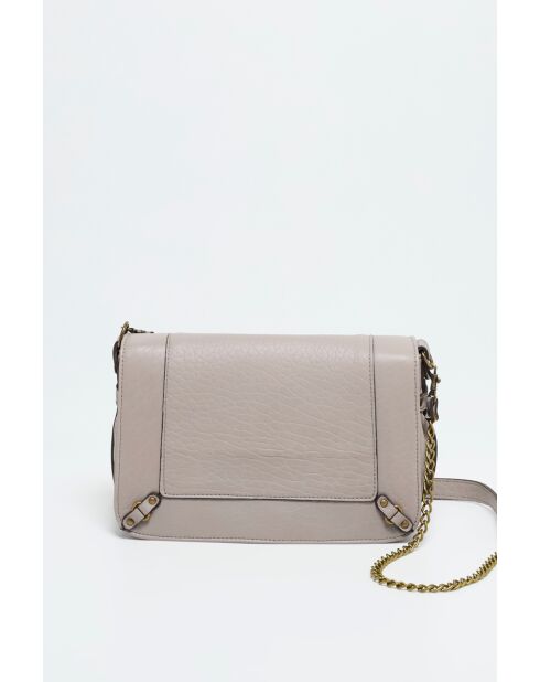 Sac bandoulière en Cuir Seren gris clair - 23,5x10x16 cm