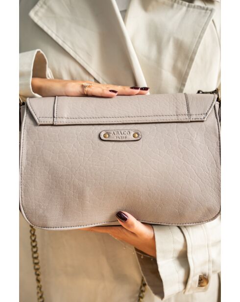 Sac bandoulière en Cuir Seren gris clair - 23,5x10x16 cm