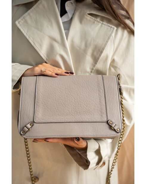 Sac bandoulière en Cuir Seren gris clair - 23,5x10x16 cm