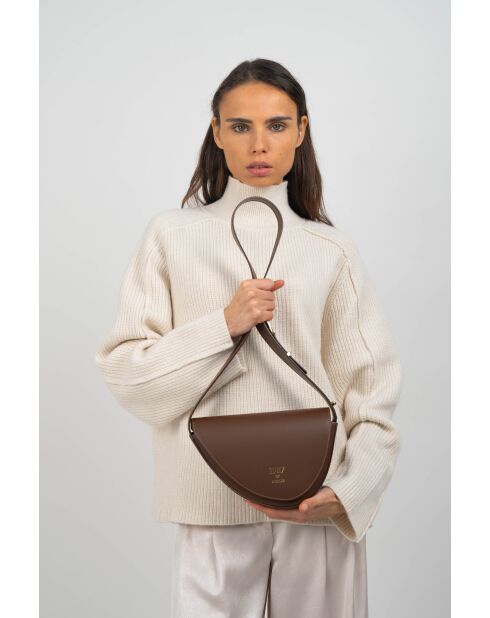 Braune Schultertasche Raily aus Leder - 23x7x8 cm