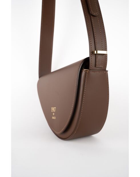 Sac bandoulière en Cuir raily marron - 23x7x8 cm