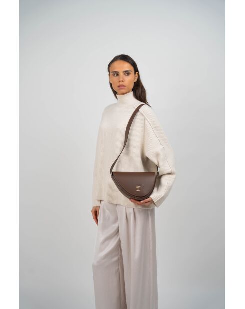 Sac bandoulière en Cuir raily marron - 23x7x8 cm