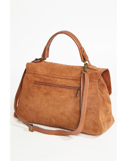 Mick Handtasche aus camelfarbenem Samt - 40x25x14 cm