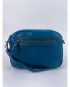 Maelys geitenblauwe leren schoudertas - 22,5x7x16 cm