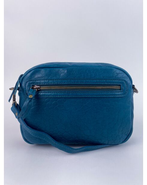 Maelys geitenblauwe leren schoudertas - 22,5x7x16 cm