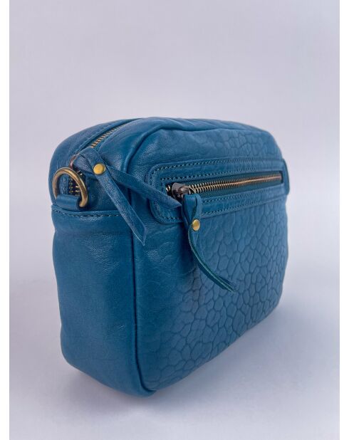 Maelys geitenblauwe leren schoudertas - 22,5x7x16 cm