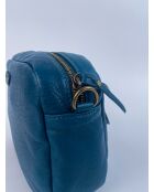 Maelys geitenblauwe leren schoudertas - 22,5x7x16 cm