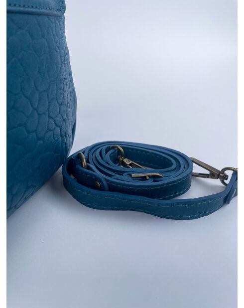 Maelys geitenblauwe leren schoudertas - 22,5x7x16 cm