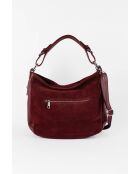 Sac porté épaule en Velours de Cuir Kai Bordeaux - 30x25x10 cm