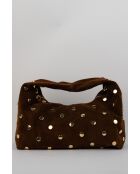 Bolso Lenyx de piel aterciopelada marrón - 42x35x8 cm
