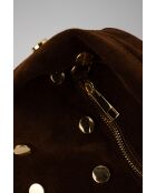 Bolso Lenyx de piel aterciopelada marrón - 42x35x8 cm