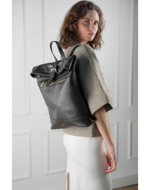 Black Nash leren rugzak - 39x35x9 cm