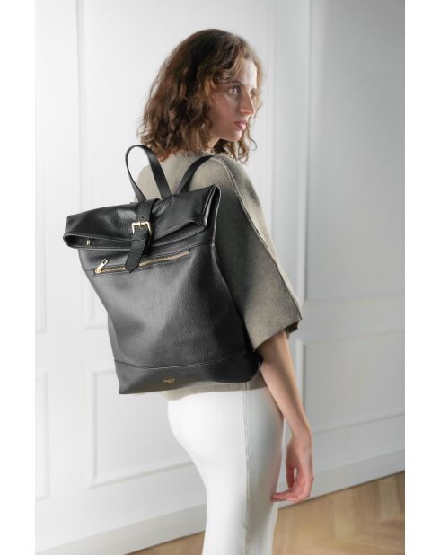 Black Nash leren rugzak - 39x35x9 cm