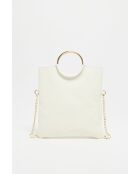 Jany leren handtas gebroken wit - 29x31,5x2 cm