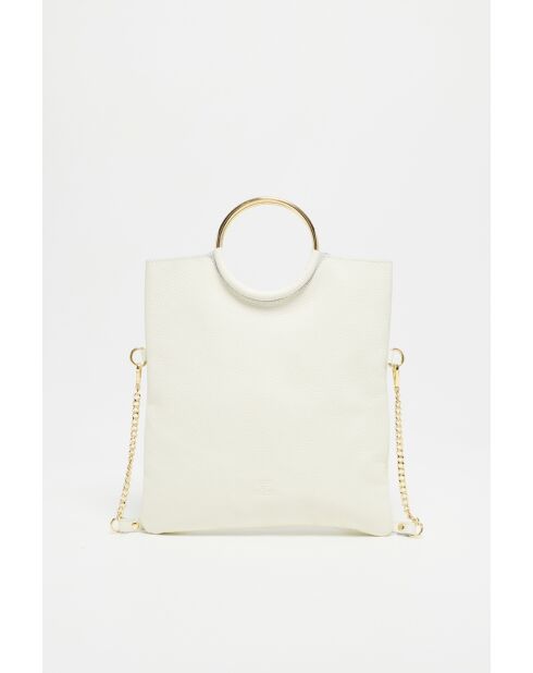 Cremefarbene Jany Lederhandtasche - 29x31,5x2 cm