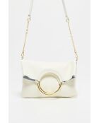 Jany leren handtas gebroken wit - 29x31,5x2 cm