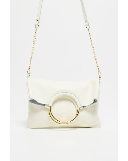 Cremefarbene Jany Lederhandtasche - 29x31,5x2 cm