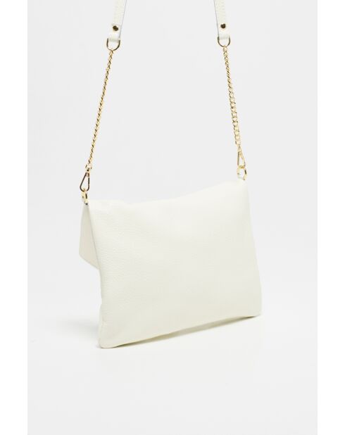 Cremefarbene Jany Lederhandtasche - 29x31,5x2 cm