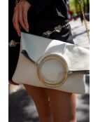 Jany leren handtas gebroken wit - 29x31,5x2 cm