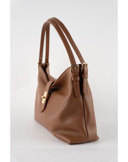 Ellad Schultertasche aus kamelfarbenem Leder - 25x29x9 cm