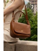 Milva Camel leren schoudertas - 30x20x12 cm