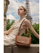 Milva Camel leren schoudertas - 30x20x12 cm