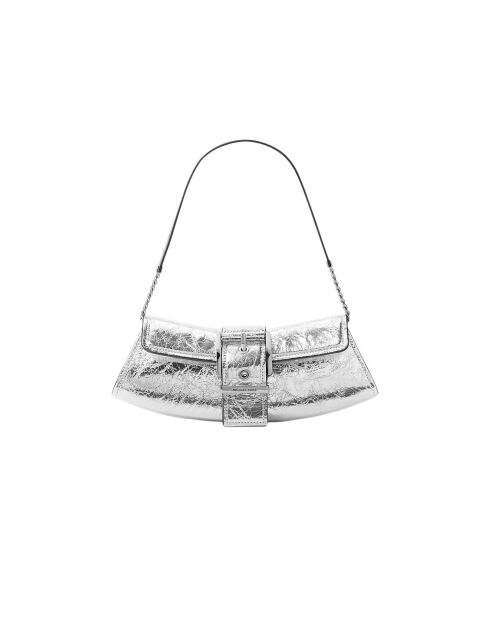 Borsa a tracolla Colby Small in pelle argentata-28x11x4 cm