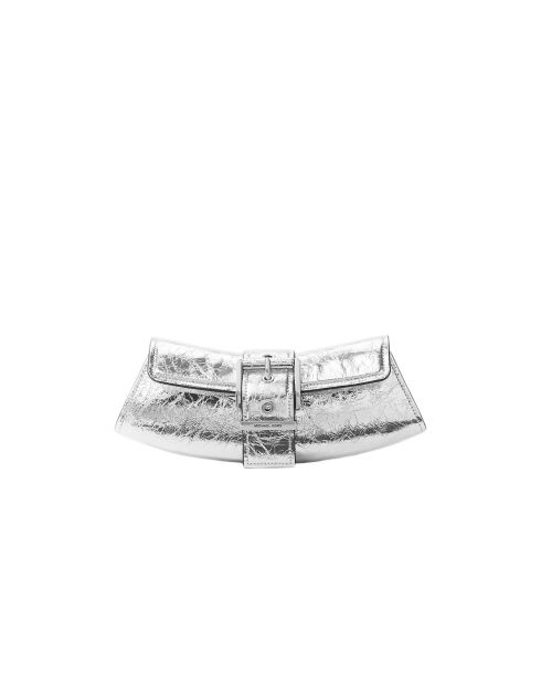 Borsa a tracolla Colby Small in pelle argentata-28x11x4 cm