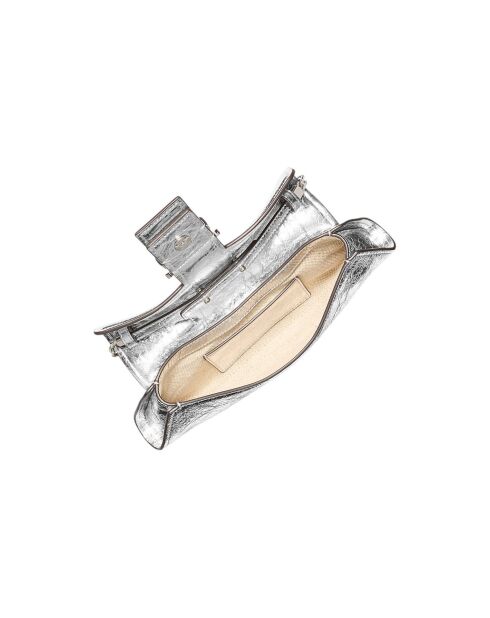 Borsa a tracolla Colby Small in pelle argentata-28x11x4 cm