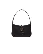 Borsa a tracolla Lyra piccola in pelle nera-23x14x5 cm