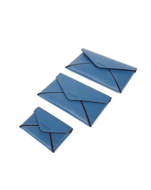 Trio di portafogli Jordi Chambray in pelle scura