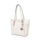 Charlotte Große Tragetasche aus cremefarbenem Leder, 38 x 25,5 x 12 cm